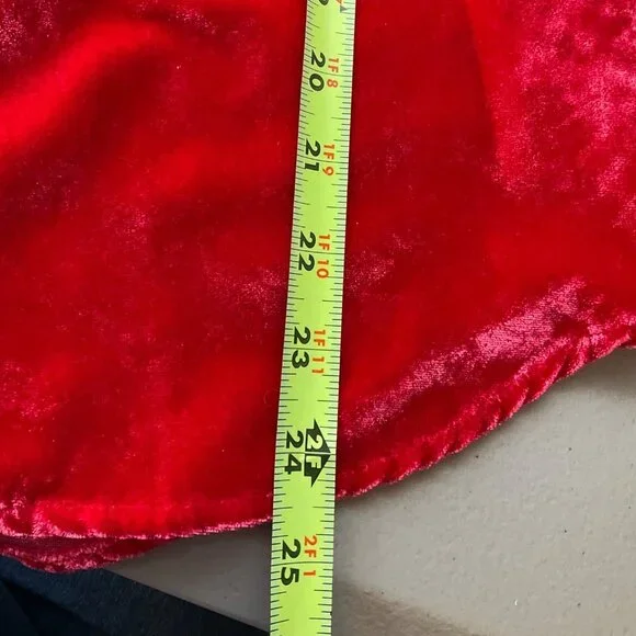 Pilcro Sz Small Coral Red Velvet Button-Down Blouse Top Boho Relaxed - Picture 6 of 9